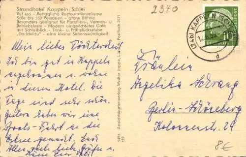 Ak Kappeln an der Schlei, Strandhotel, Hafen, Segelboote, Bahnhof