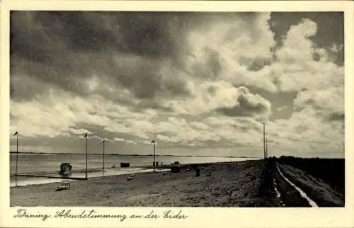 Ak Tönning an der Eider Nordfriesland, Strand, Abendstimmung