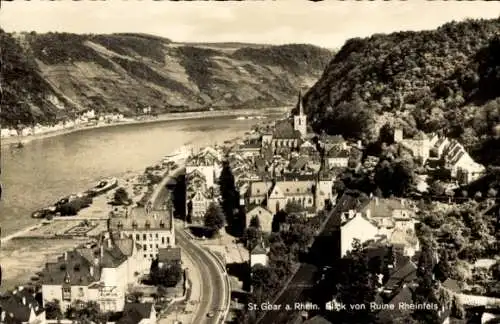 Ak Sankt Goar am Rhein, Blick von Ruine Rheinfels ins Rheintal