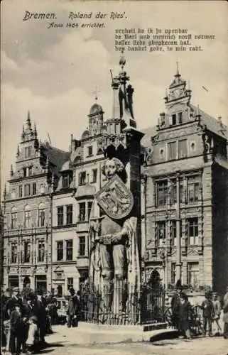 Ak Hansestadt Bremen, Roland der Ries, Anno 1404 errichtet