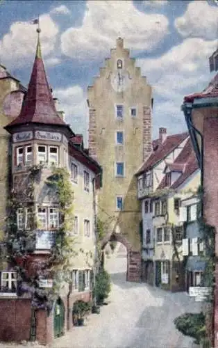 Künstler Ak Meersburg am Bodensee, Obertor mit Bären