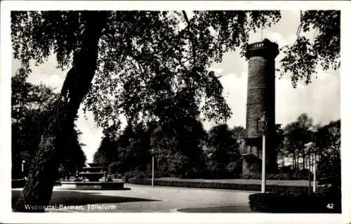 Ak Barmen Wuppertal Nordrhein Westfalen, Partie am Tölleturm, Brunnen, Straßenansicht