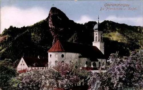 Ak Oberammergau in Oberbayern, Pfarrkirche, Kofel