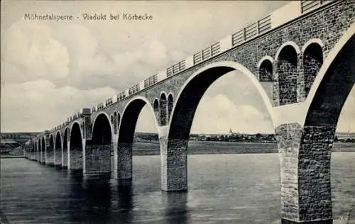 Ak Möhnesee in Westfalen, Möhnetalsperre, Viadukt bei Körbecke