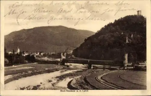 Ak Bad Nassau an der Lahn, Teilansicht, Brücke