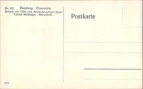 Ak Bamberg in Oberfranken, Konkordia, Concordia, Barockstil