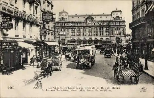 Ak Paris Élysée, Gare Sant Lazare, Blick von der Rue du Havre aus