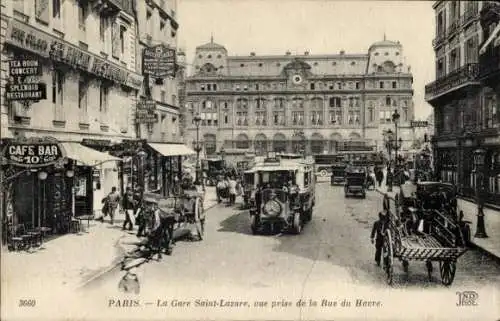 Ak Paris Élysée, Gare Sant Lazare, Blick von der Rue du Havre aus