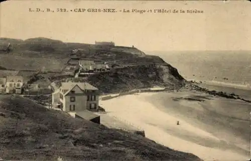 Ak Boulogne sur Mer Pas de Calais, Cap Gris Nez, Strand, Hotel de la Sirene