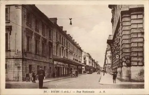 Ak Tours Indre et Loire, Rue Nationale