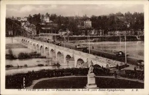 Ak Tours Indre et Loire, Loire, Brücke, cote Saint-Symphorien