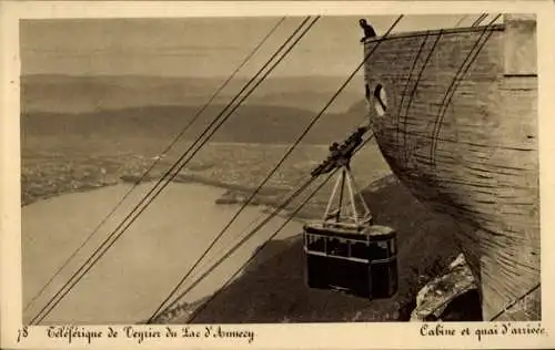 Ak Annecy Haute Savoie, Teleferique de Veyrier du Lac, Cabine, quai d'arrivee