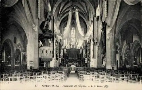 Ak Gray Haute Saône, Kirche, Innenansicht