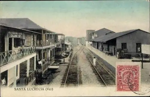 Ak Mexiko, Santa Lucrecia, Bahnhof