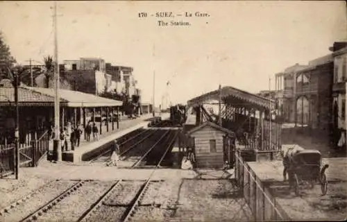 Ak Suez Ägypten, Bahnhof