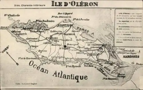 Landkarten Ak Ile d'Oléron Charente Maritime