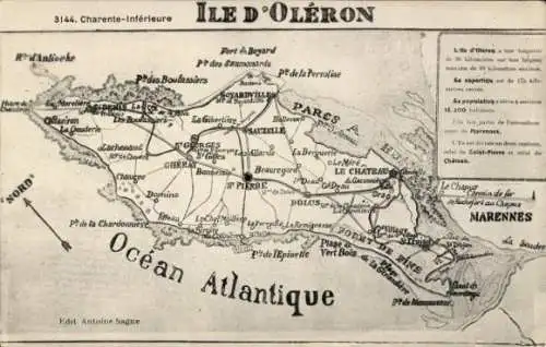 Landkarten Ak Ile d'Oléron Charente Maritime