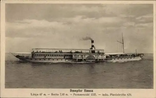 Ak Dampfer Hansa, Köln-Düsseldorfer Rheindampfschifffahrt