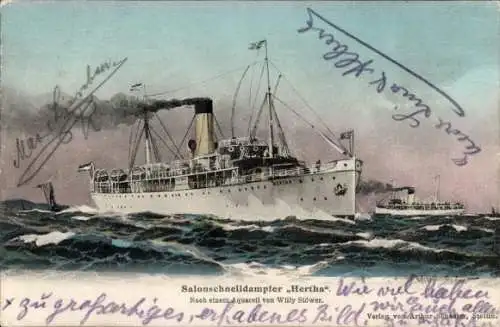Künstler Ak Stöwer, Willy, Schnelldampfer Hertha