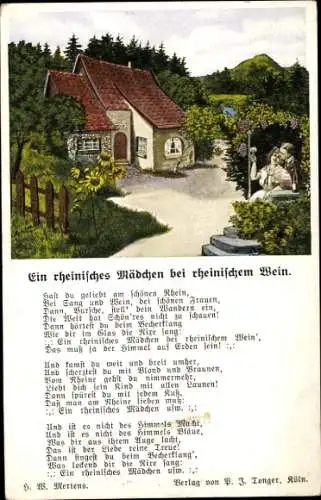 Lied Ak Ein rheinisches Mädchen bei rheinischem Wein, H.W. Mertens