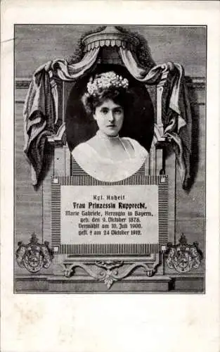 Passepartout Ak Frau Prinzessin Rupprecht, Marie Gabriele, Herzgin in Bayern, Portrait