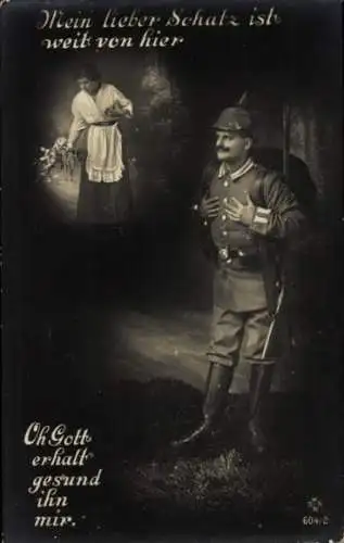 Ak Mein lieber Schatz ist weit von hier, Soldatenliebe, I WK