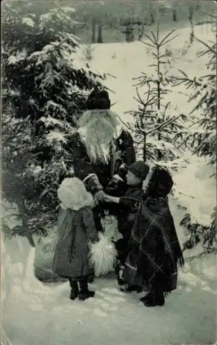 Ak Glückwunsch Weihnachten, Weihnachtsmann und Kinder