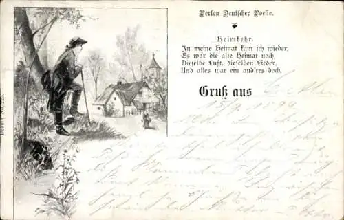 Litho Perlen Deutscher Poesie, Heimkehr, In meine Heimat kam ich wieder...