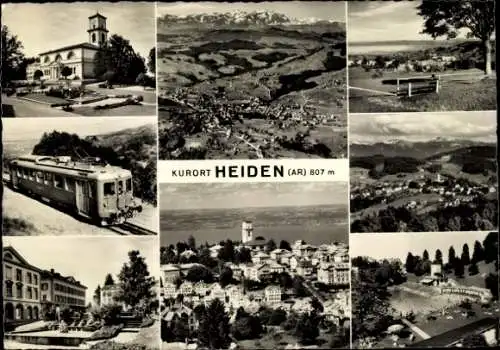 Ak Heiden Kanton Appenzell Außerrhoden, Panorama vom Ort, Bergbahn