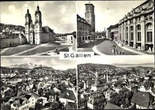 Ak Sankt Gallen Stadt Schweiz, Kirche, Platz, Gesamtansicht