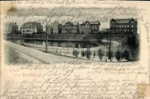 Ak Rendsburg in Schleswig Holstein, Gerhardsteich, Häuser
