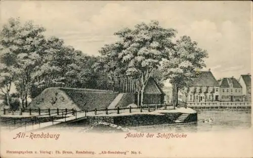 Ak Rendsburg in Schleswig Holstein, Altrendsburg, Schiffbrücke