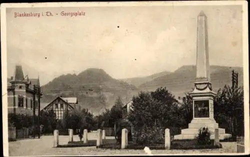 Ak Bad Blankenburg in Thüringen, Georgsplatz, Denkmal