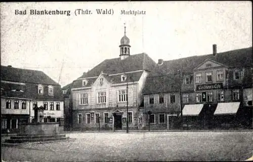 Ak Bad Blankenburg in Thüringen, Marktplatz, Konditorei und Café