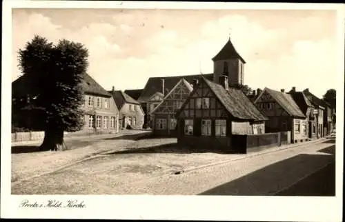 Ak Preetz in Holstein, Kirche, Fachwerkhäuser