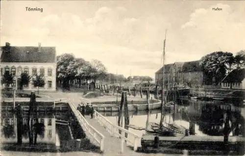 Ak Tönning an der Eider Nordfriesland, Hafen