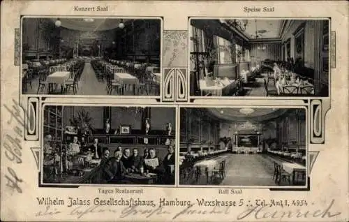 Ak Hamburg Mitte Neustadt, Wexstraße 5, Wilhelm Jalass Gesellschaftshaus, Tages Restaurant, Saal