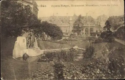 Ak Lüttich Lüttich Wallonien, Square Notger, Monument Montefiore, Gare du Palais