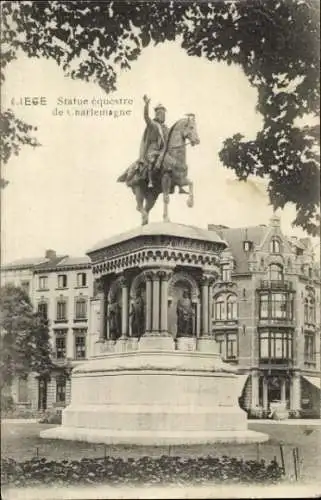 Ak Lüttich Lüttich Wallonien, Reiterstatue Karls des Großen