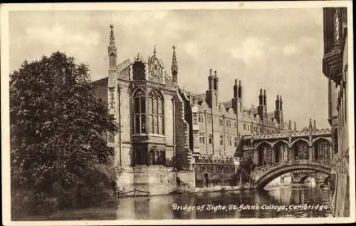 Ak Cambridge Ostengland, St. John's College, Seufzerbrücke