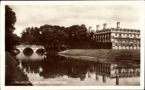 Ak Cambridge Ostengland, Clare College, Bridge