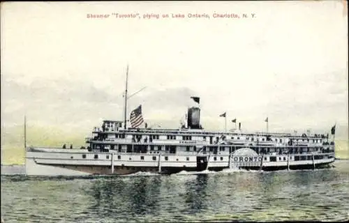 Ak Charlotte New York USA, Dampfer Toronto, Lake Ontario