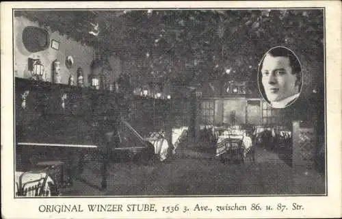 Ak New York City USA, Original Winzer Stube, 1536 3 Ave. zw. 86. u. 87. Straße