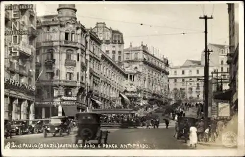 Ak São Paulo Brasilien, Avenida São João, Praca Prado
