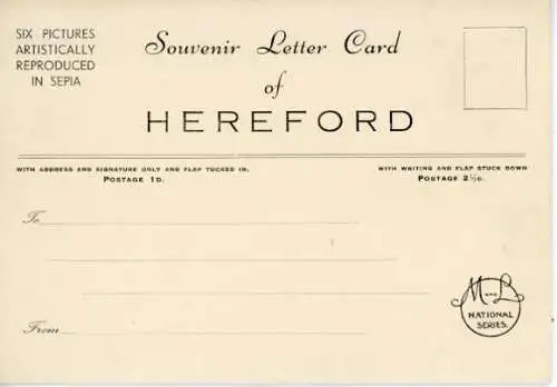 6 Bilder Hereford West Midlands England, zusammenhängend im Heft, diverse Ansichten