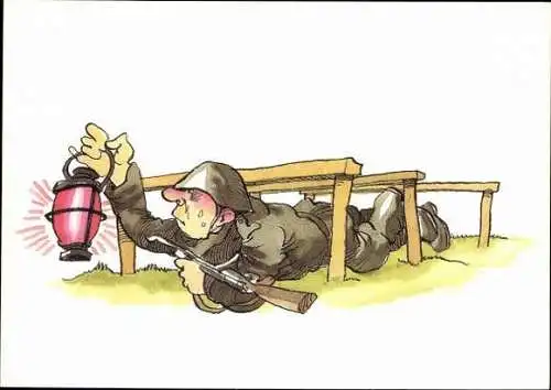 10 alte Ak Karikatur Bundeswehr, im passenden Heft, diverse Ansichten