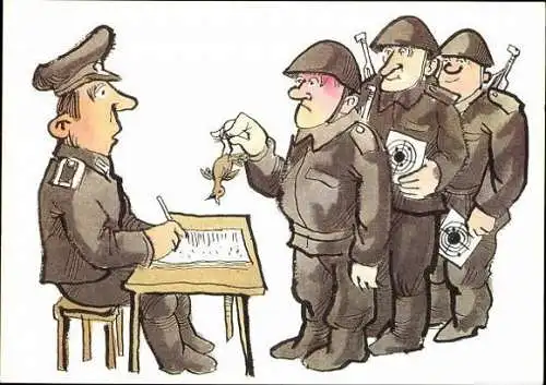 10 alte Ak Karikatur Bundeswehr, im passenden Heft, diverse Ansichten