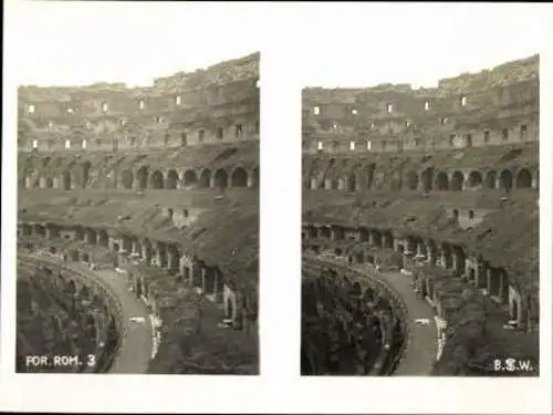 10 alte Stereo Ak München in Bayern, Forum Romanum 1, München 1925, im passenden Umschlag