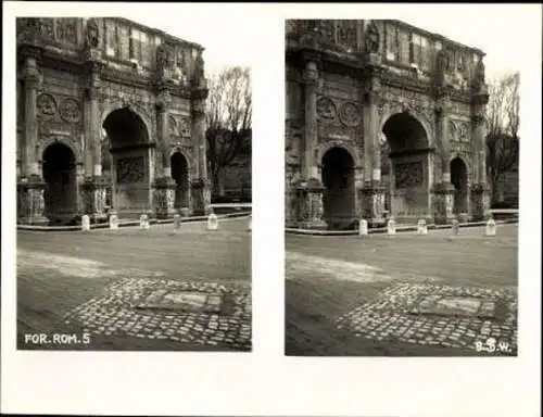 10 alte Stereo Ak München in Bayern, Forum Romanum 1, München 1925, im passenden Umschlag