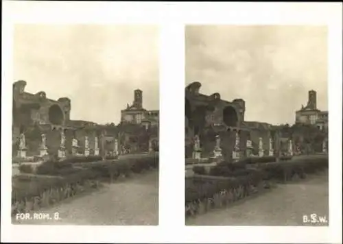 10 alte Stereo Ak München in Bayern, Forum Romanum 1, München 1925, im passenden Umschlag